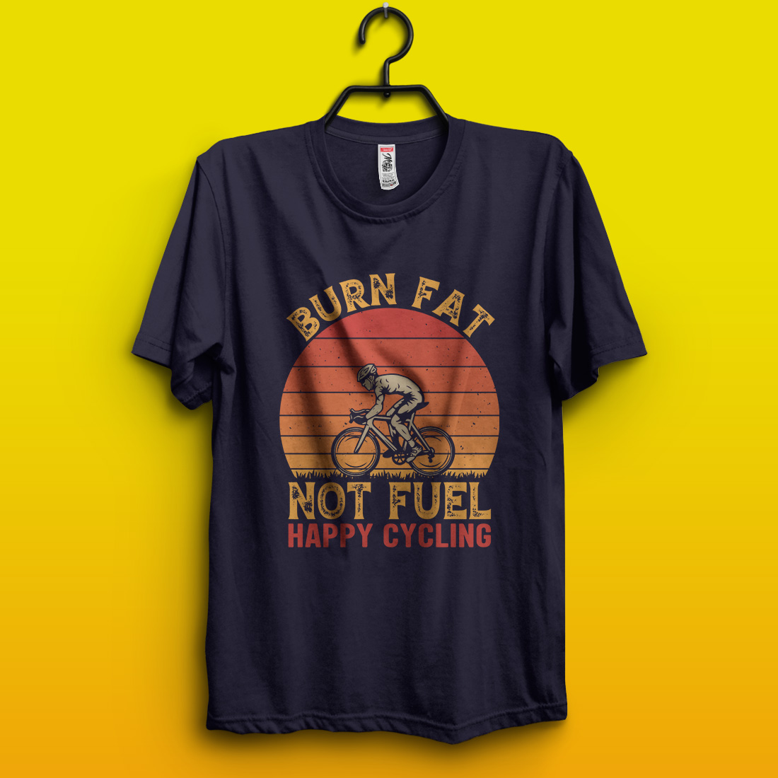 Burn fat not fuel Happy cycling – Cycling quotes t-shirt design for adventure lovers preview image.