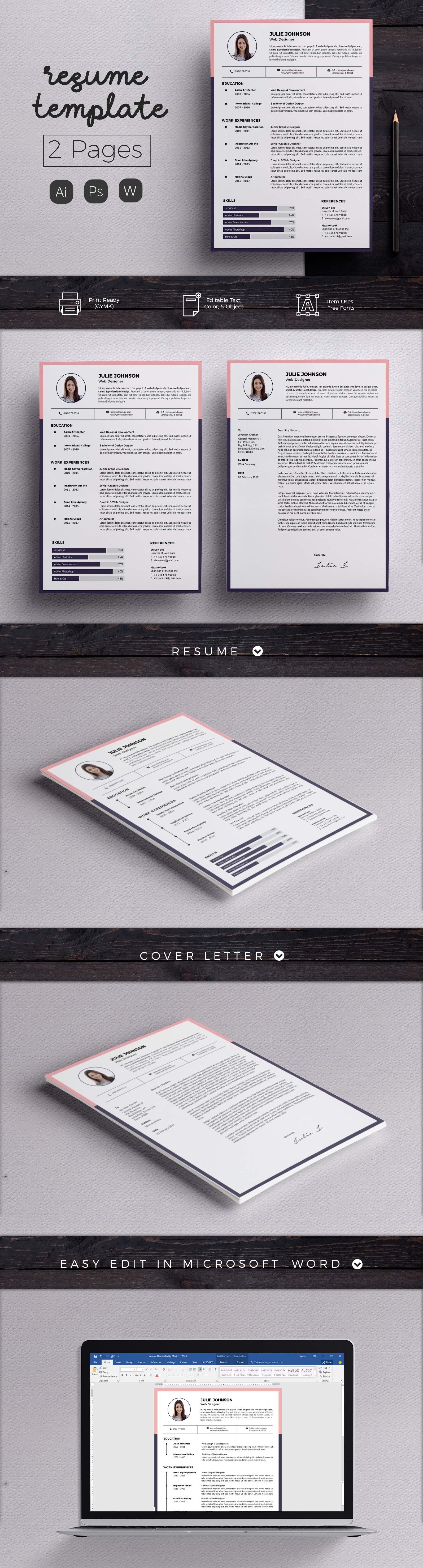 Modern Resume & CV Template cover image.