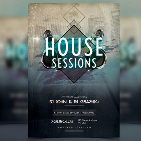 House Sessions - PSD Flyer cover image.