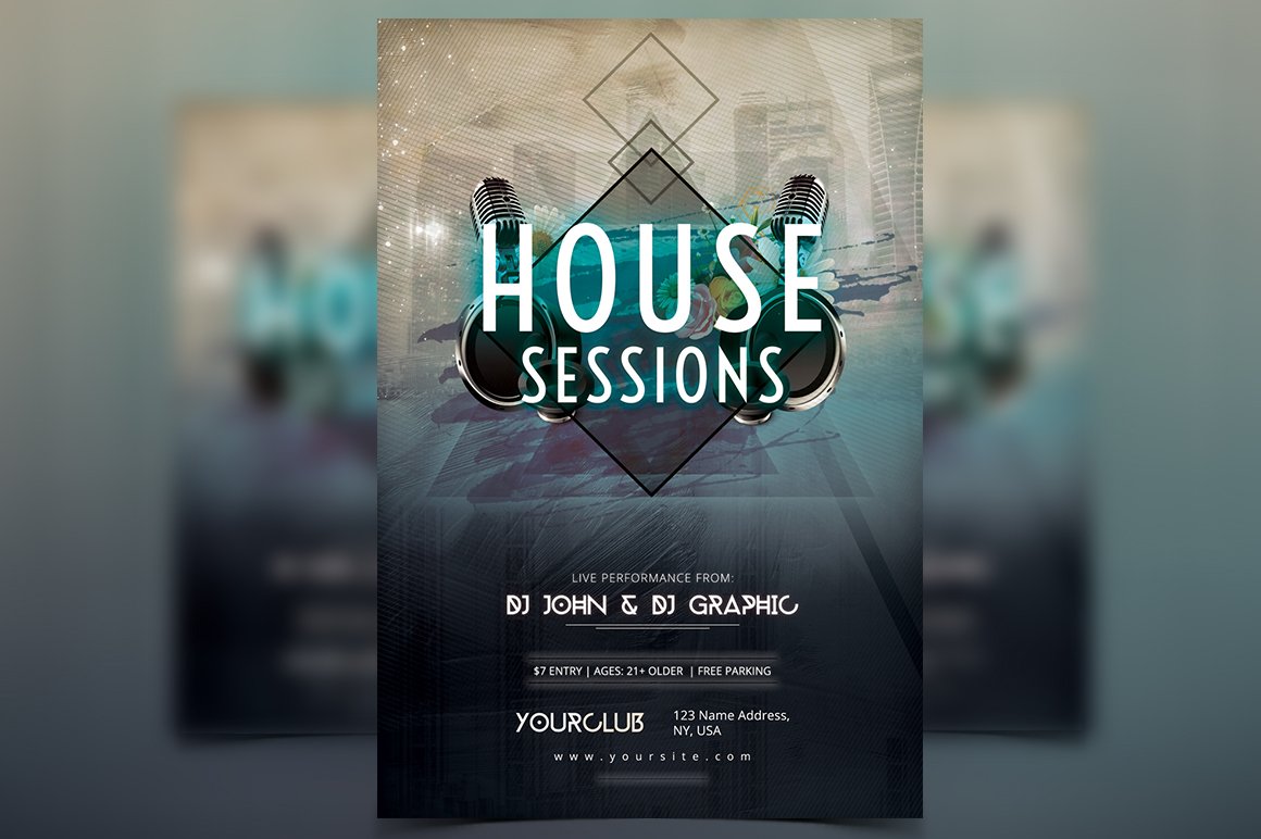 House Sessions - PSD Flyer cover image.