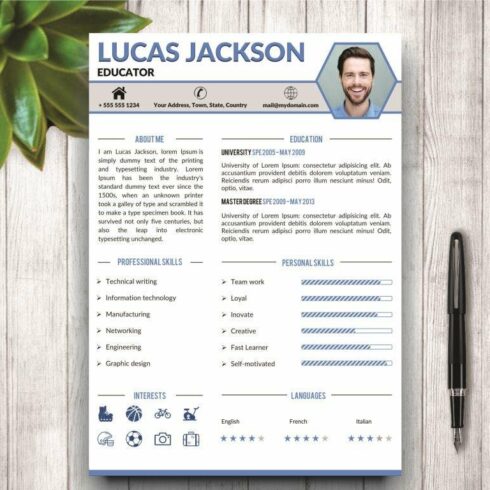 Stylish Resume Template for MS Word cover image.