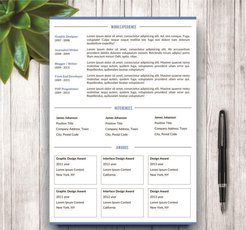 Stylish Resume Template for MS Word preview image.