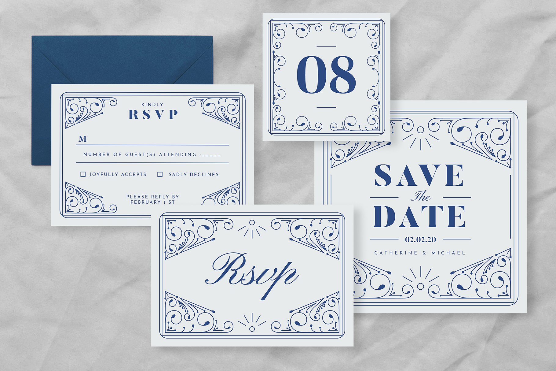 Decorative Wedding Invitation Suite preview image.