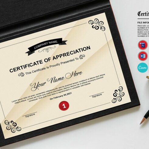 Printable Certificate Canva cover image.