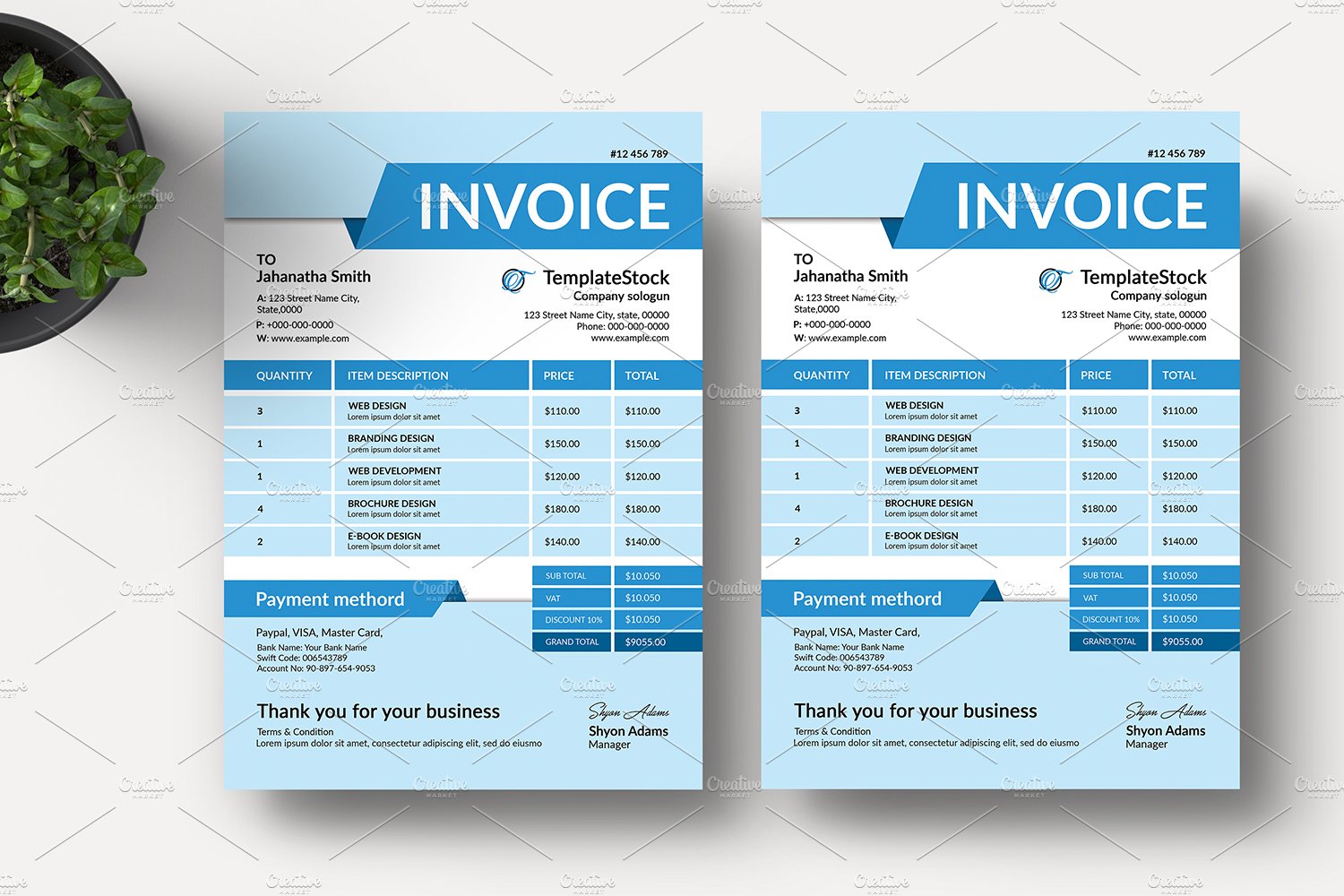 Clean Invoice V20 preview image.