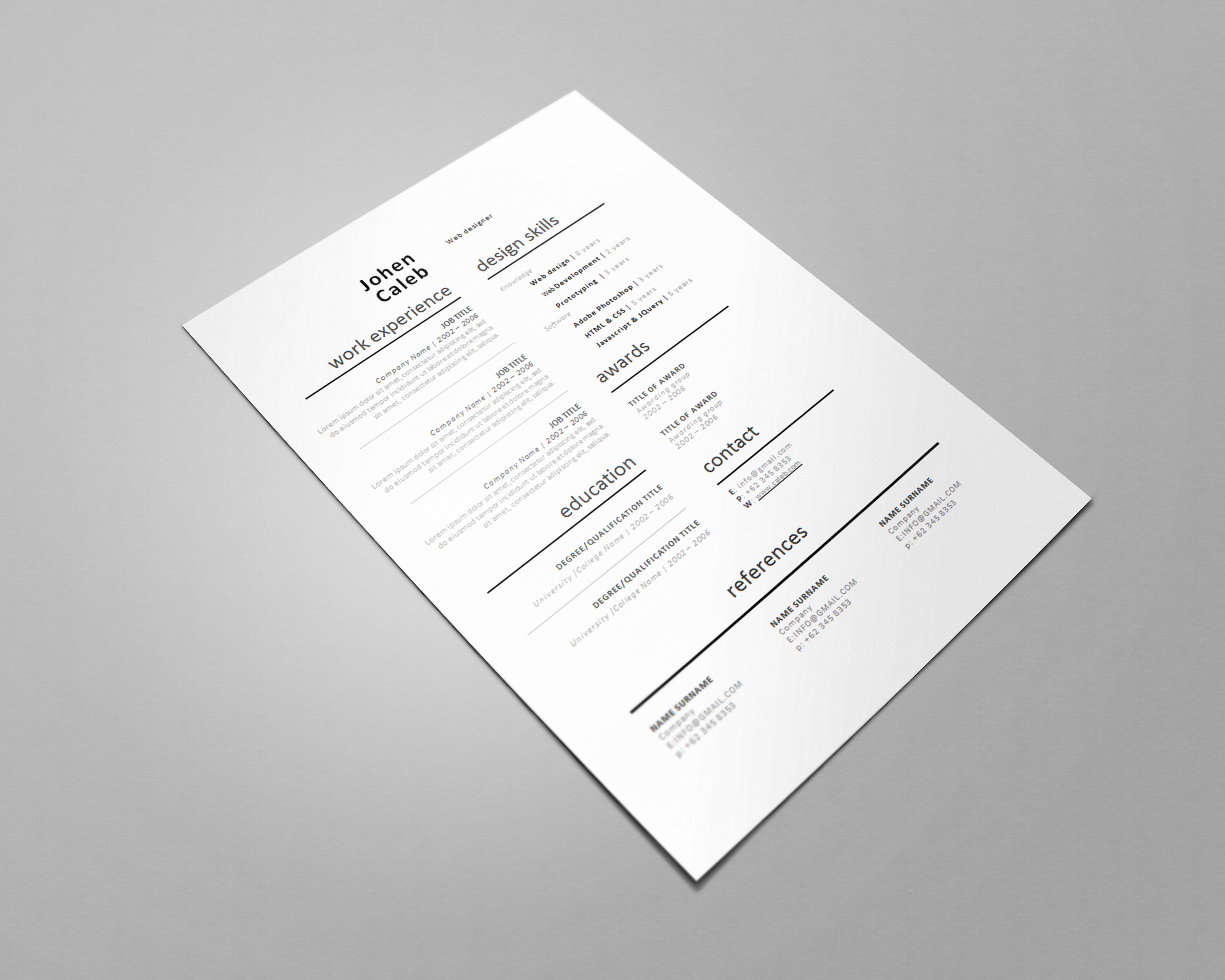 One page Resume CV + cover letter 8 preview image.