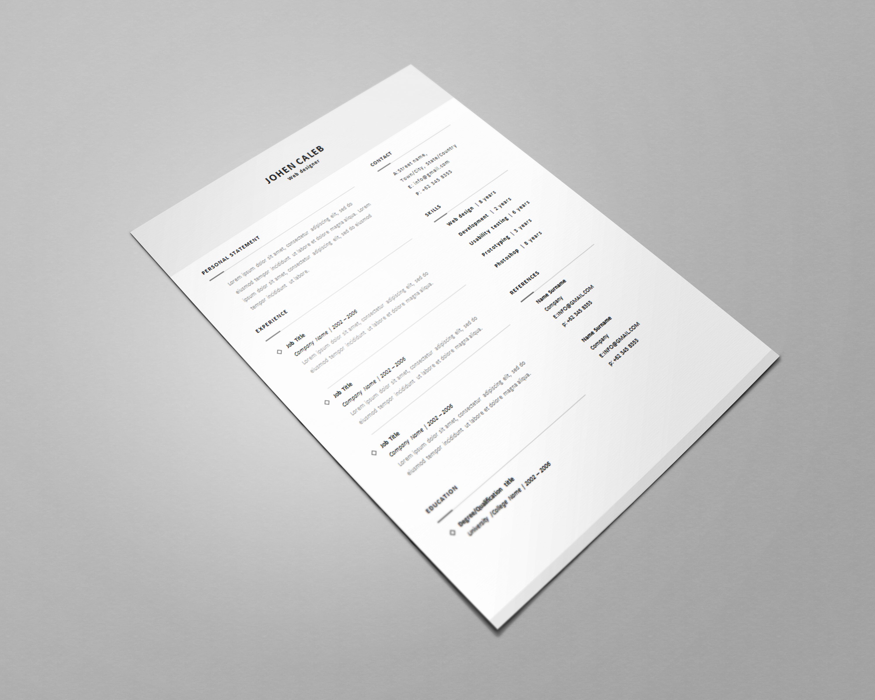 One page Resume CV + cover letter 9 preview image.