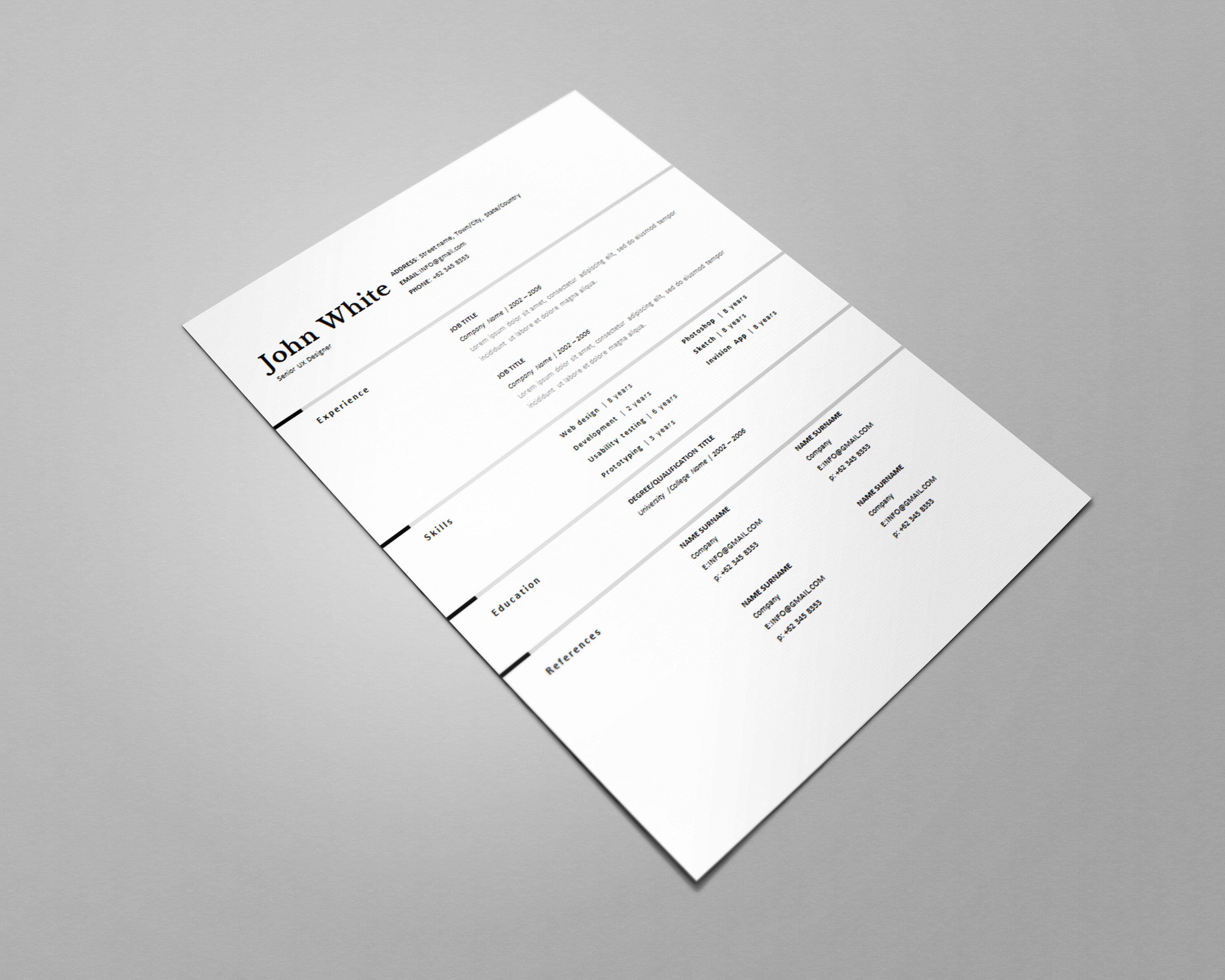 One page Resume CV + cover letter 4 preview image.
