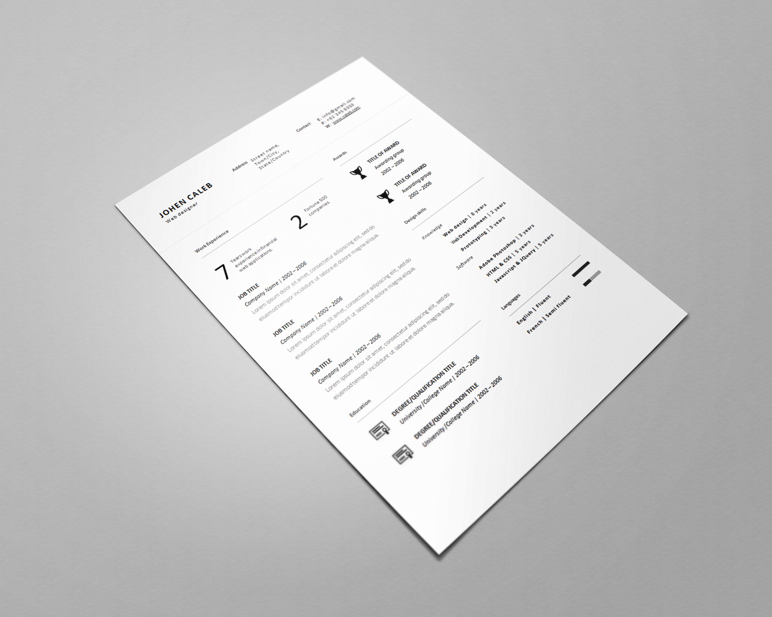 One page Resume CV + cover letter 5 preview image.