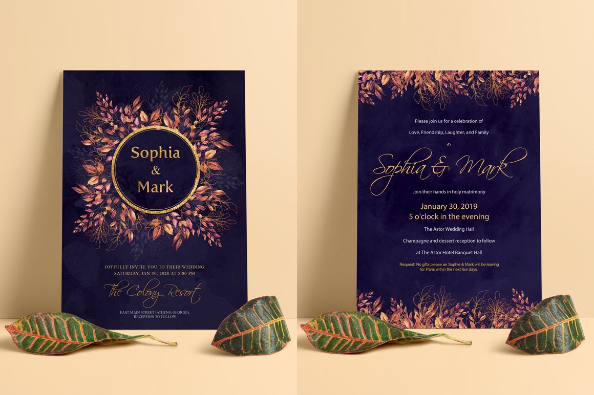 Modern Floral Wedding Invitation cover image.