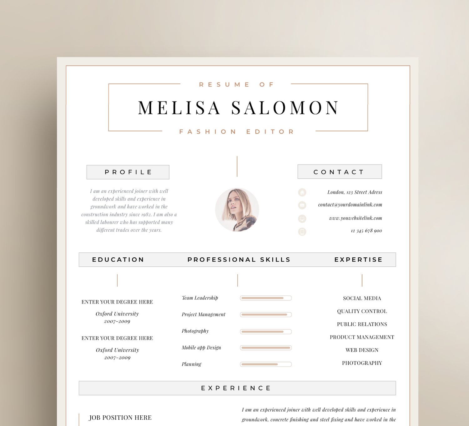 Resume Template 1, 2 page | "Zurich" preview image.