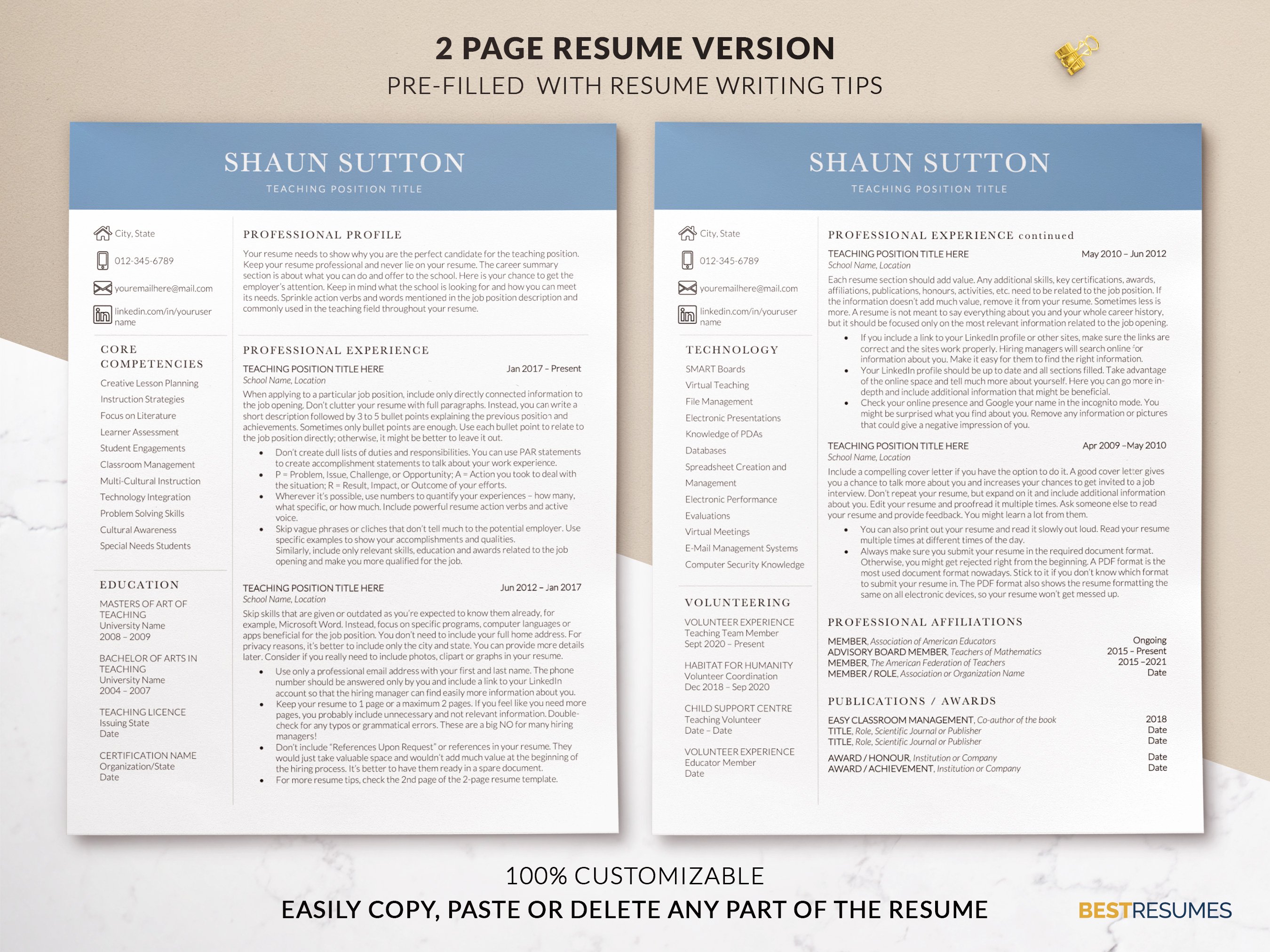 Modern Resume Template Teaching Jobs preview image.
