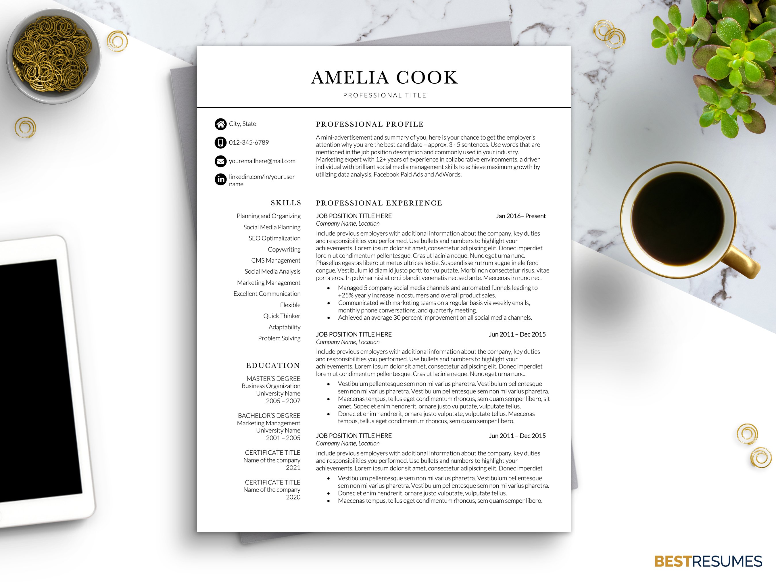 Modern Simple CV Resume Template cover image.