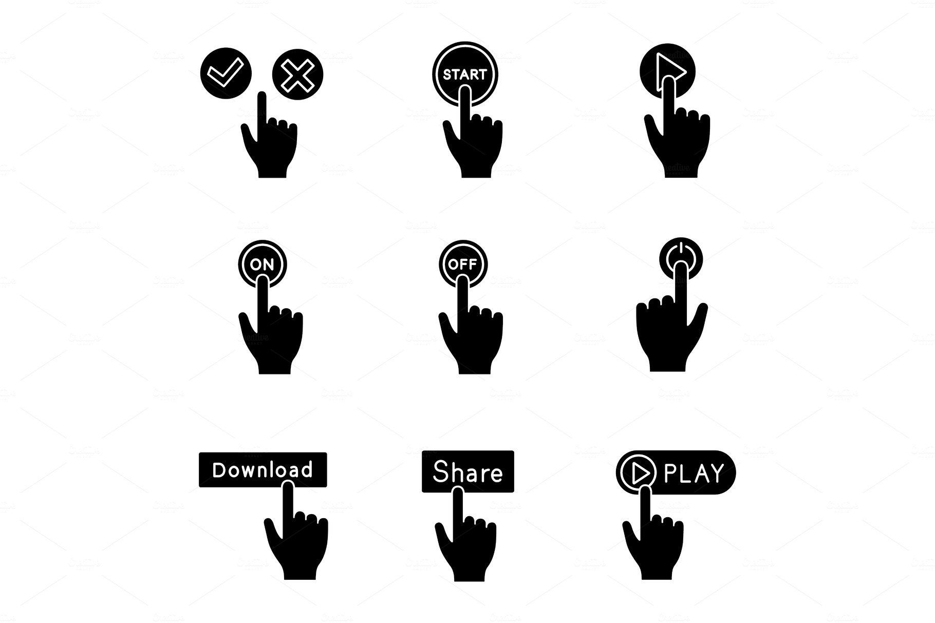 App buttons glyph icons set cover image.