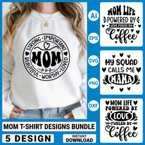 Mom Svg Bundle Designs , Mother's Day Quotes typography Graphic T-shirt Collection cover image.