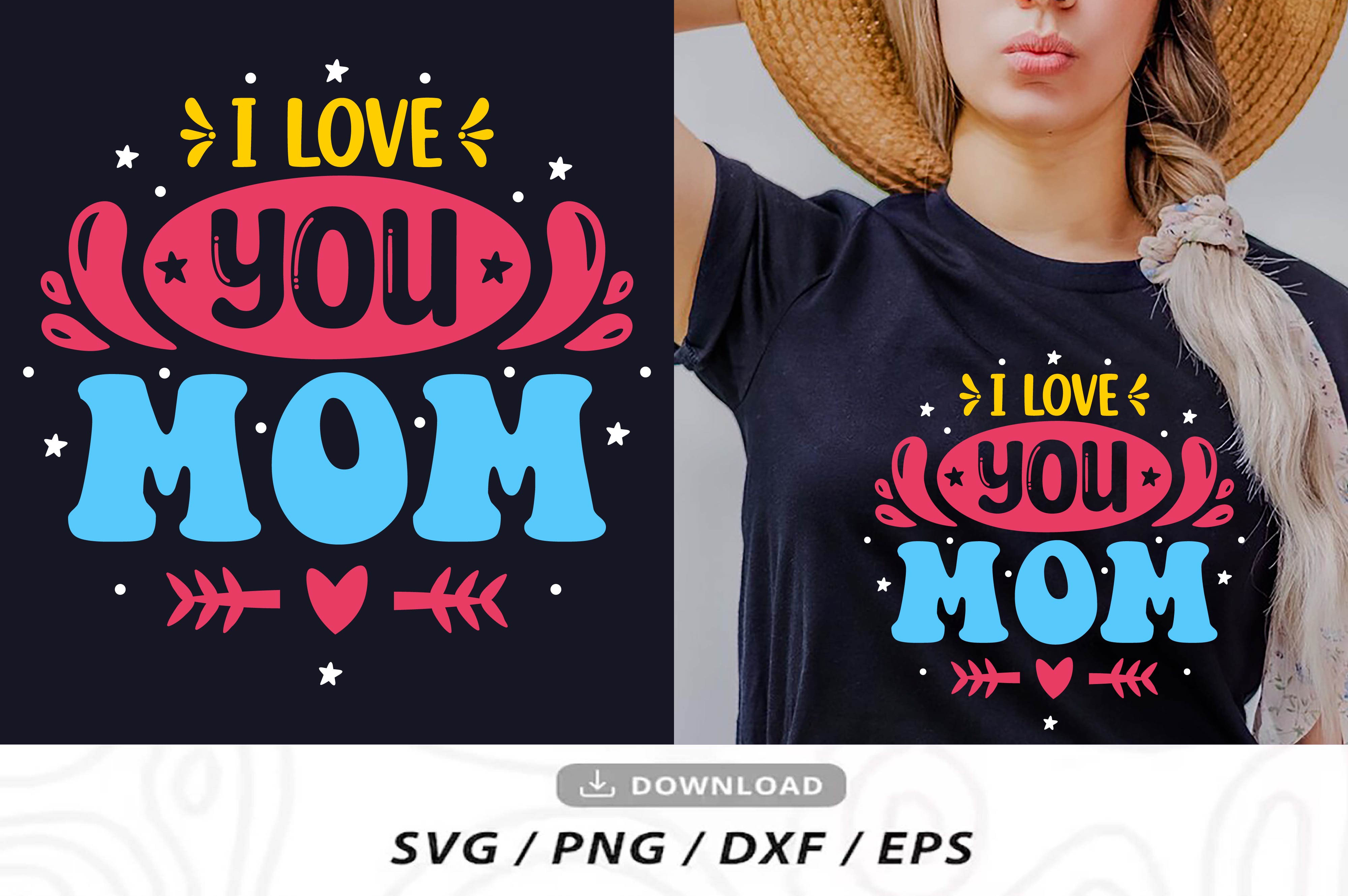 Woman wearing a t - shirt that says i love you mom.