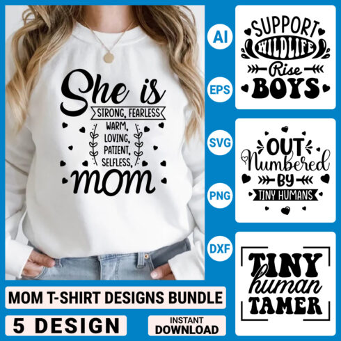 Mom Svg Bundle Designs , Mother's Day Quotes typography Graphic T-shirt Collection cover image.