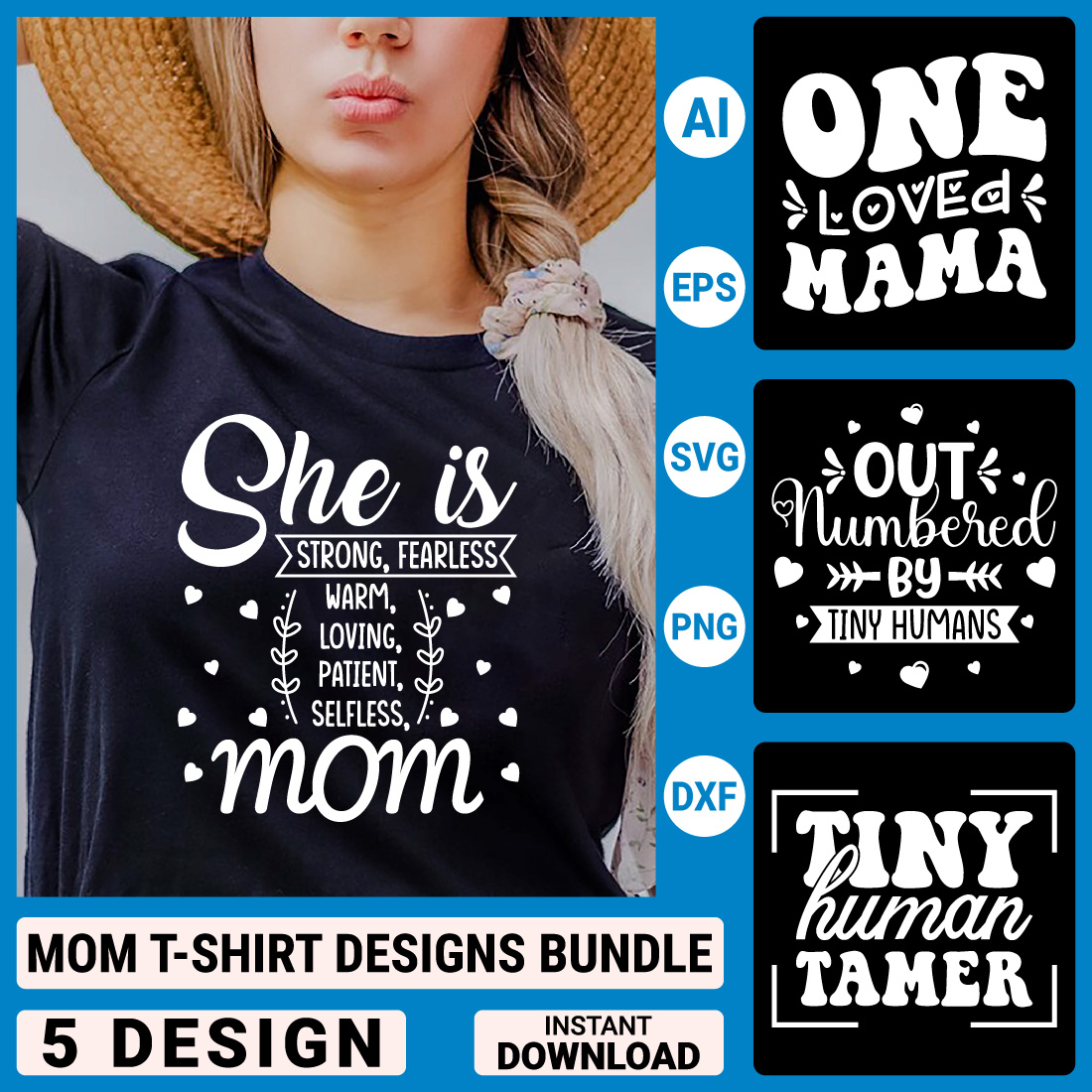 Mom Svg Bundle Designs , Mother's Day Quotes typography Graphic T-shirt Collection preview image.