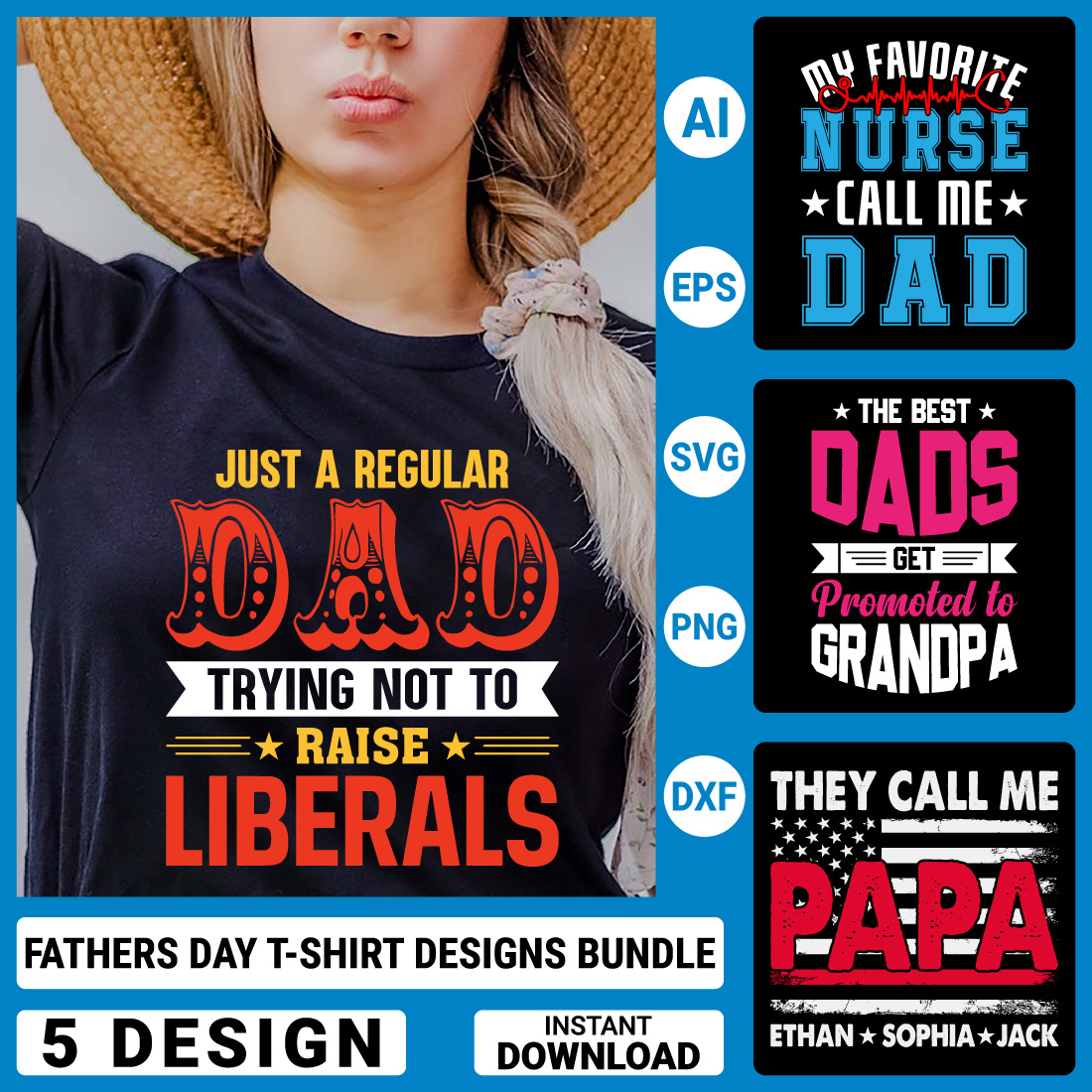 5 Dad T-shirt Designs Bundle, Fathers's Day Quotes typography Graphic T ...