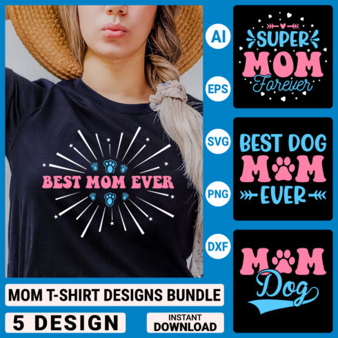 Mom T-shirt Designs Bundle, Mother's Day Quotes typography Graphic T-shirt Collection cover image.