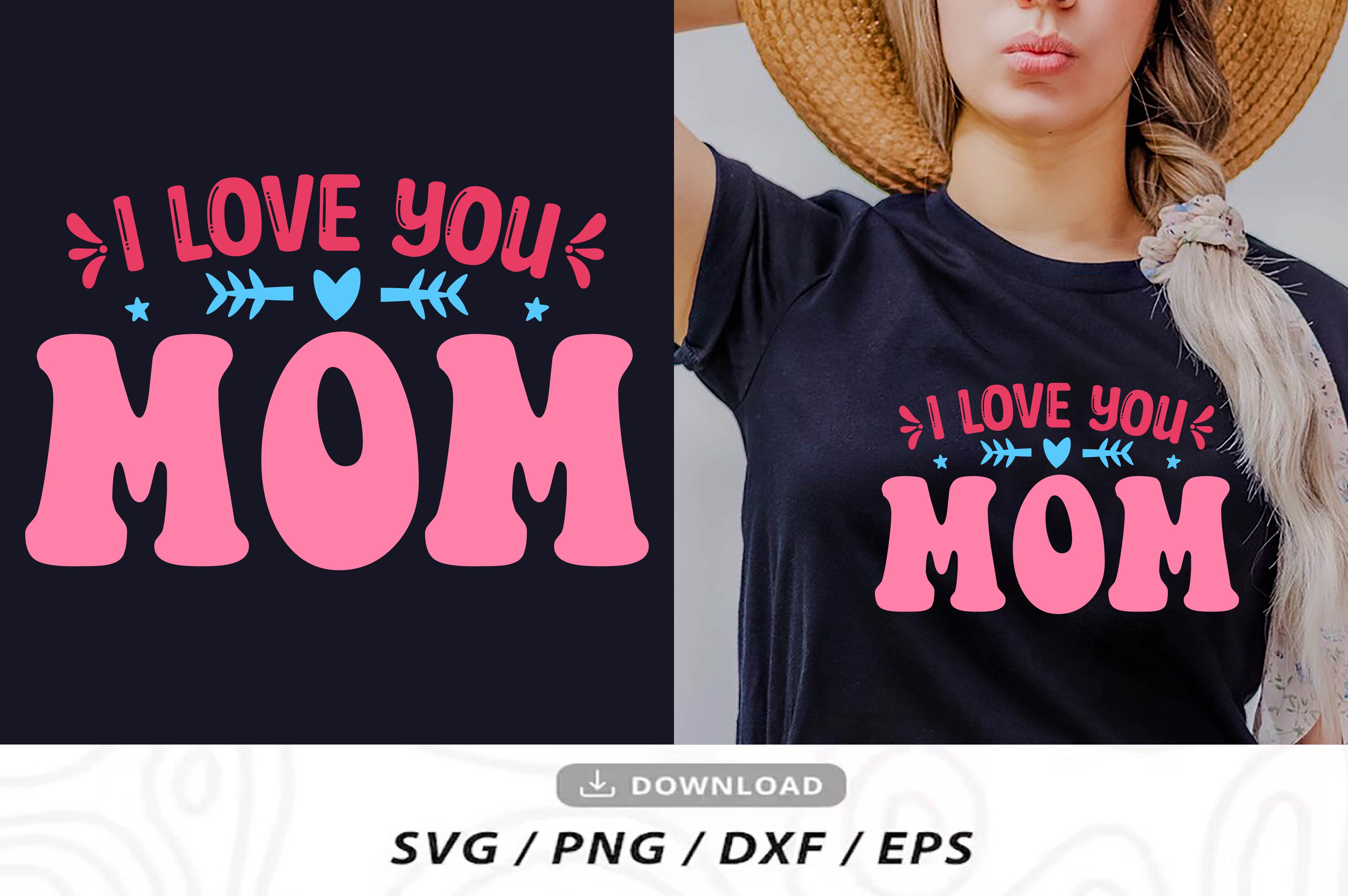 Woman wearing a t - shirt that says i love you mom.