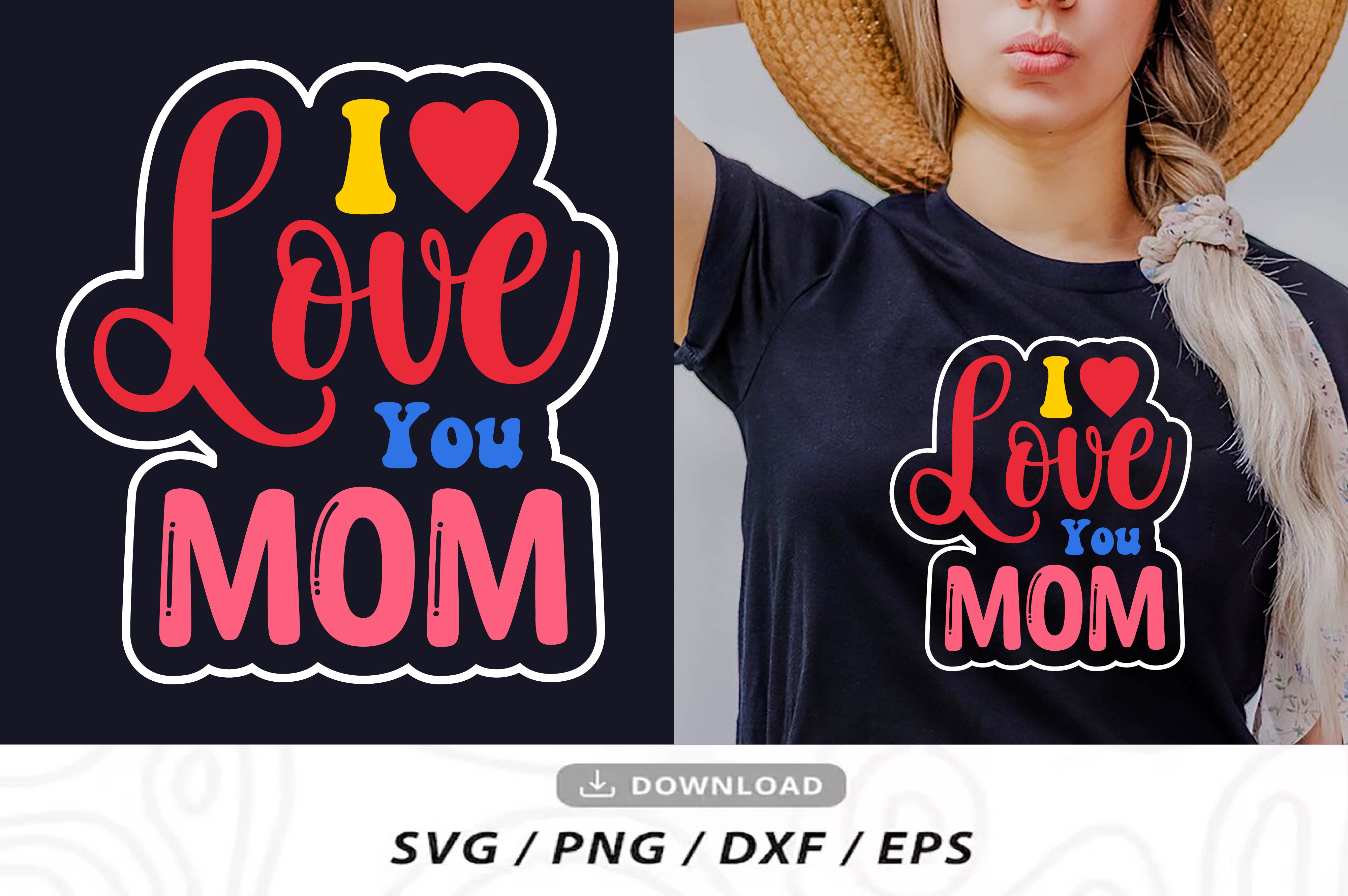 Woman wearing a t - shirt that says i love you mom.