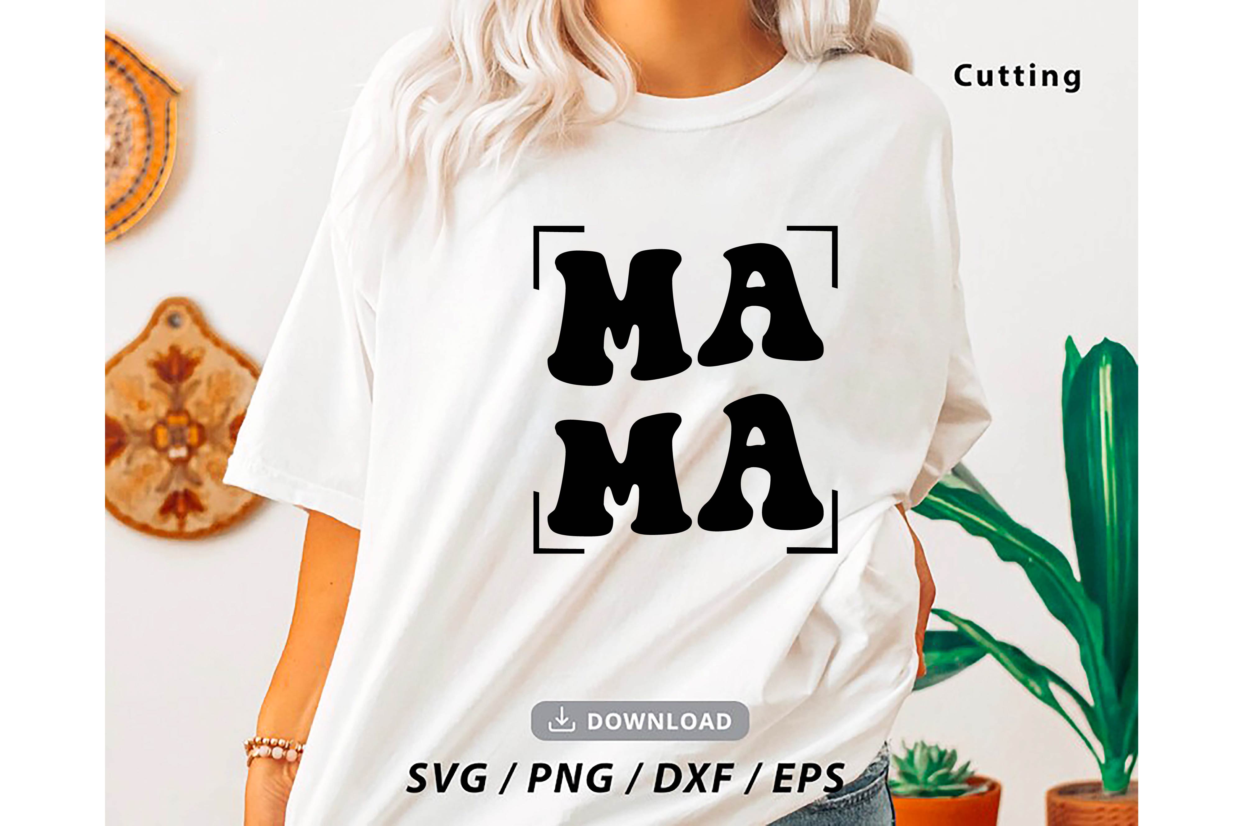 Woman wearing a t - shirt that says ma ma.