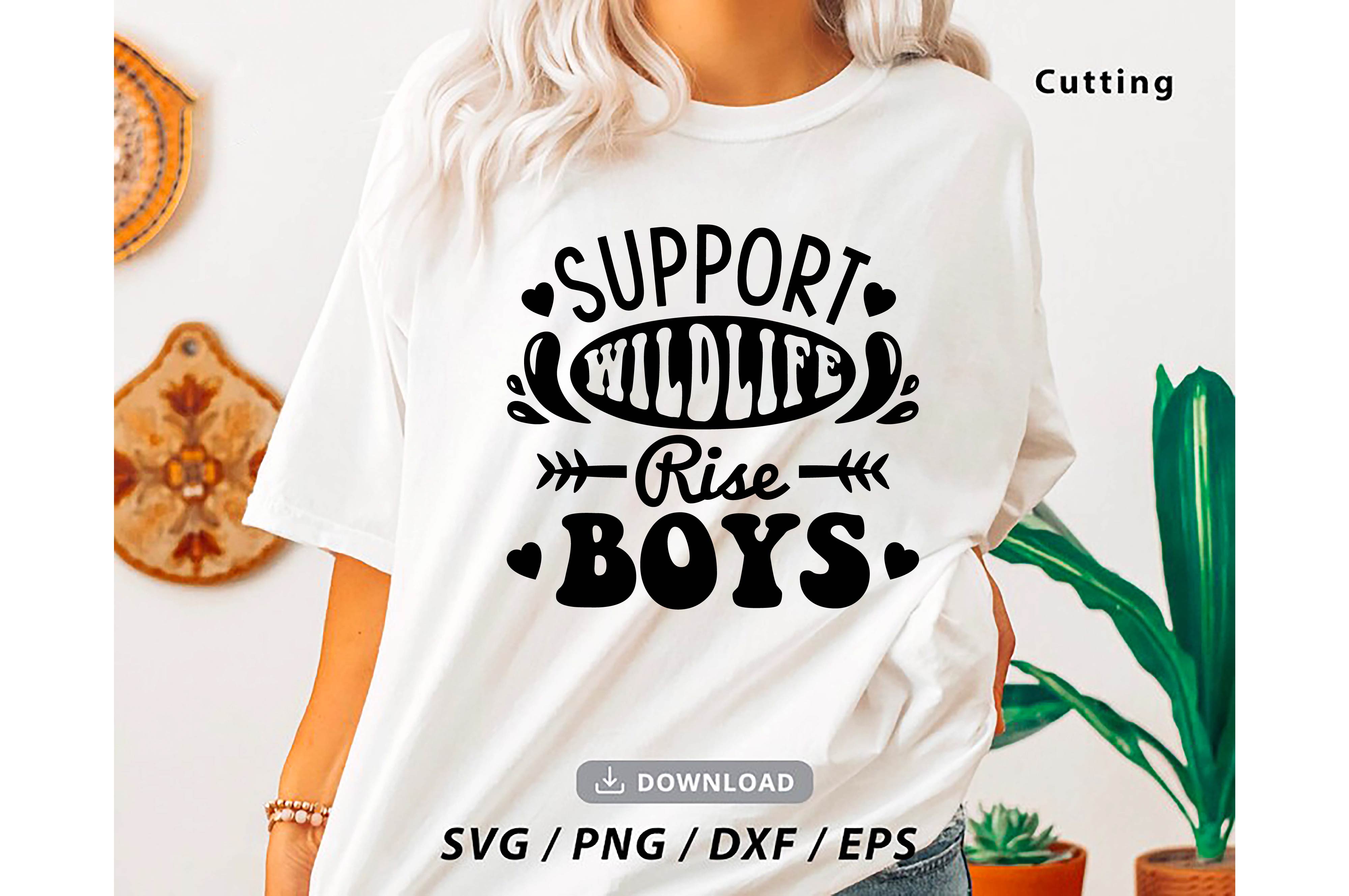 Woman wearing a t - shirt that says support the boys.