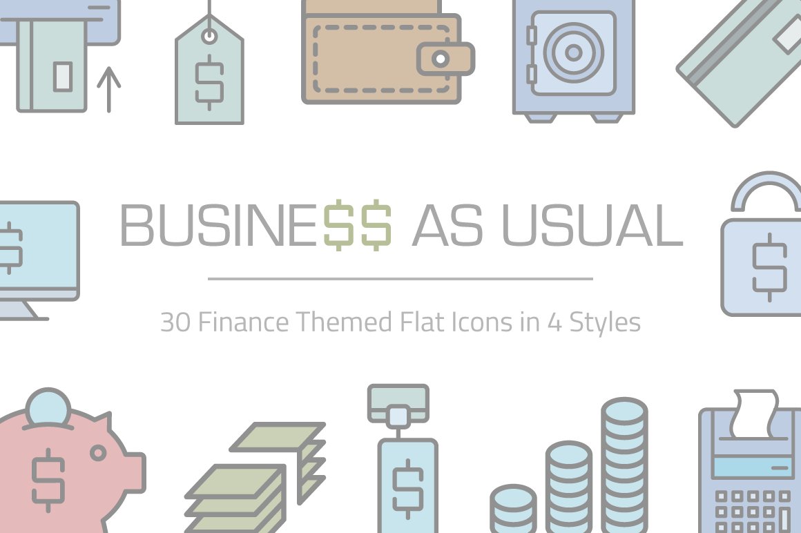 Business As Usual Financial Icon Set cover image.
