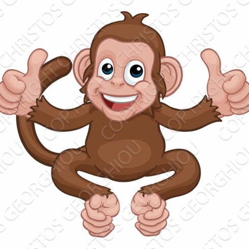 Monkey Cartoon Animal Giving Double cover image.