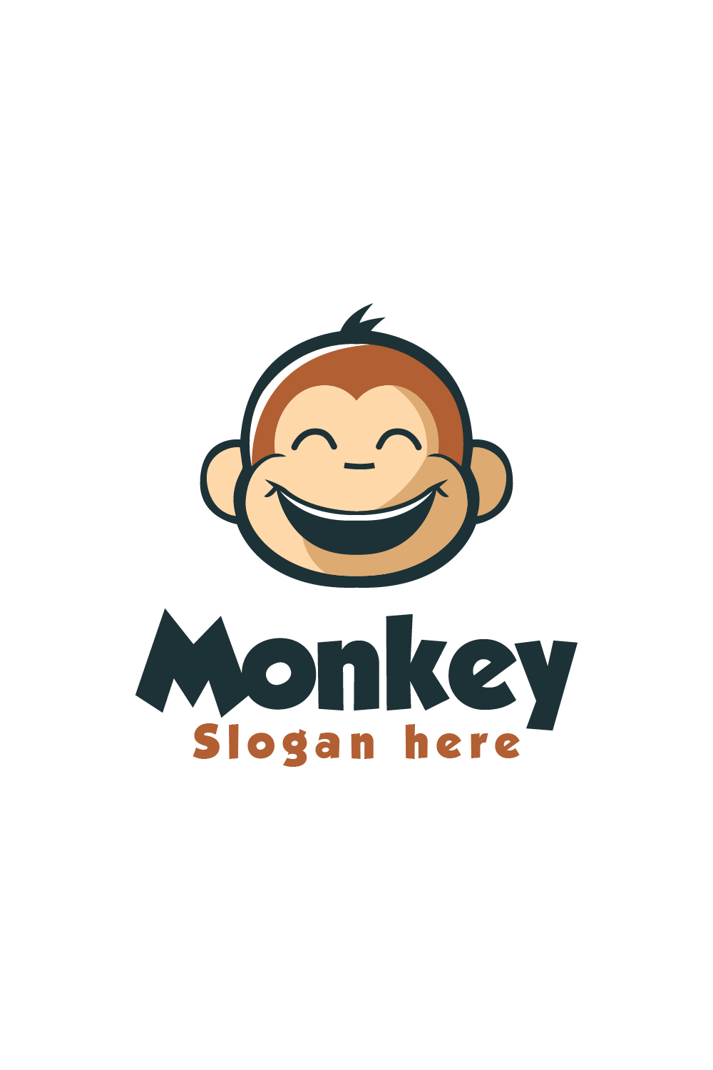 Cute Monkey Smile Face Mascot logo Template pinterest preview image.
