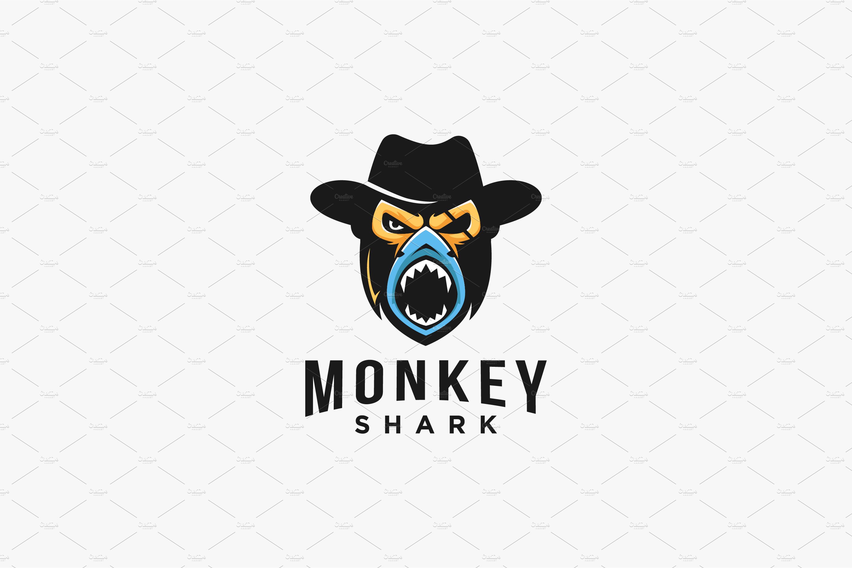 Powerful monkey shark logo mascot cover image.