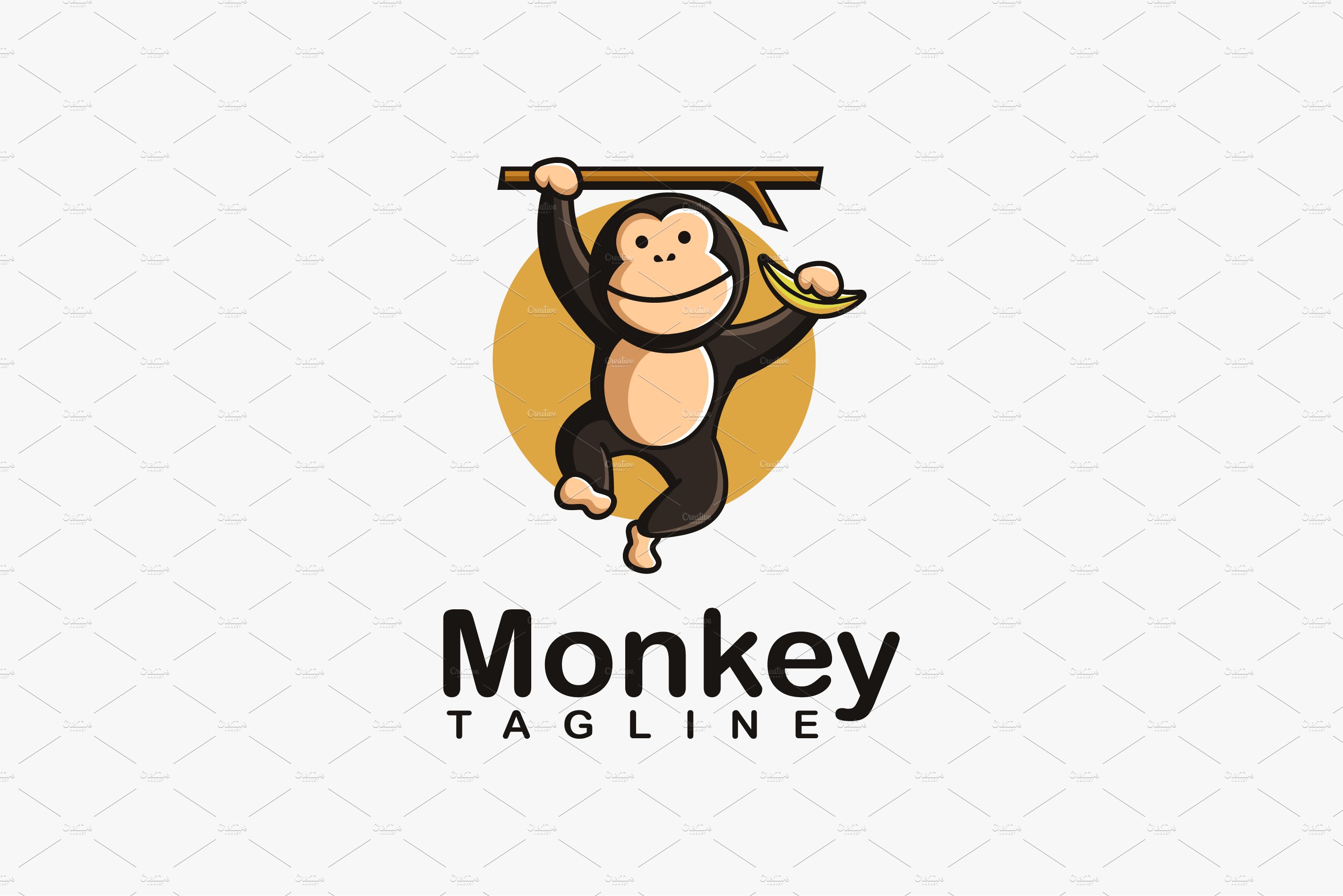 Swing monkey holding banana logo cover image.