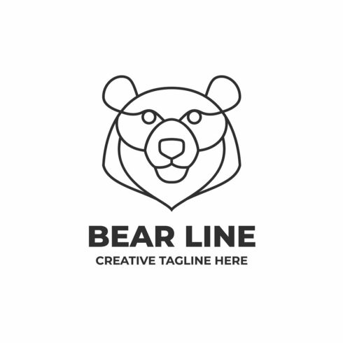 Bear Head Monoline Logo Template cover image.