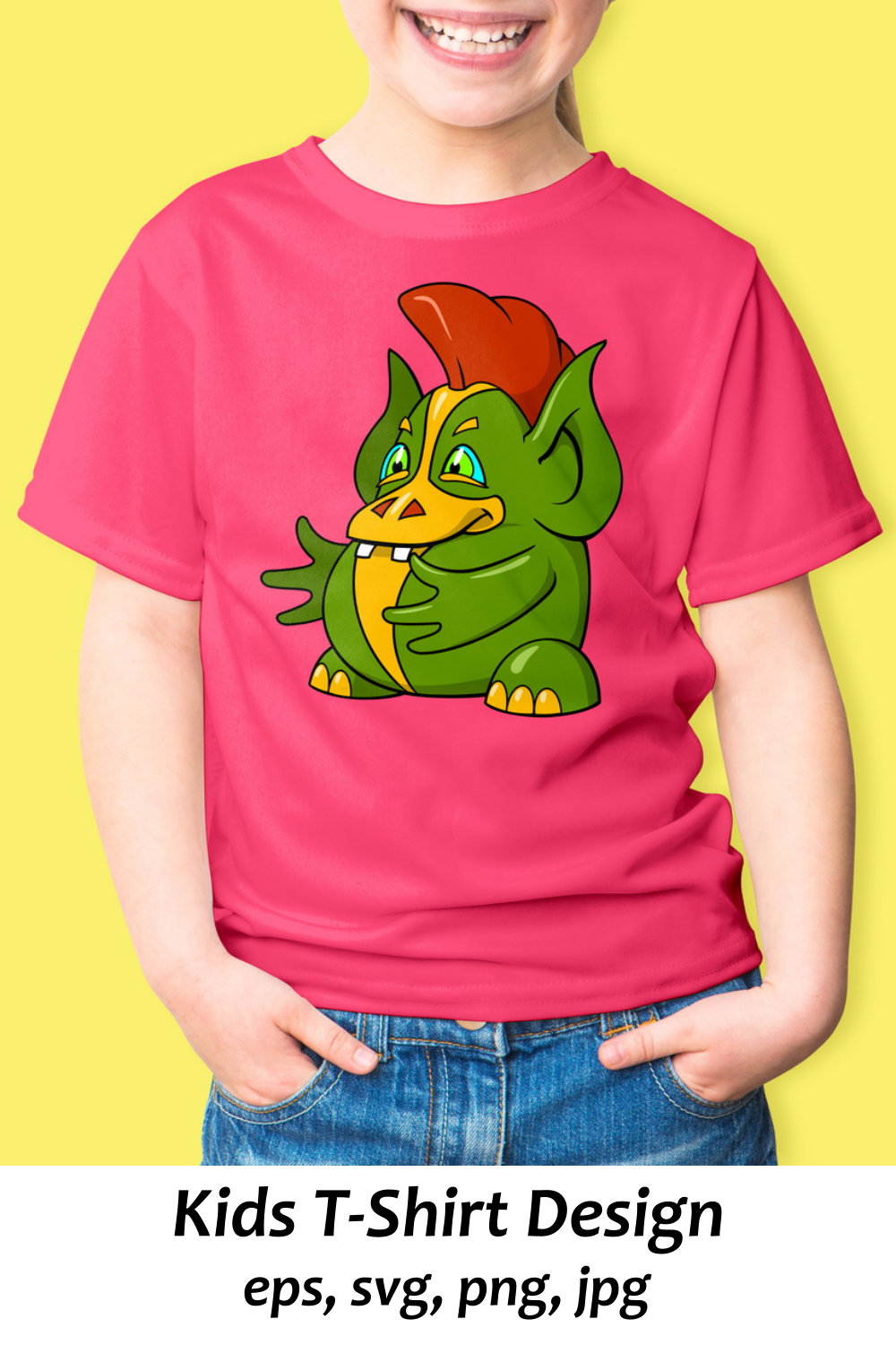 Little Monster Sublimation Kids T-Shirt Design pinterest preview image.