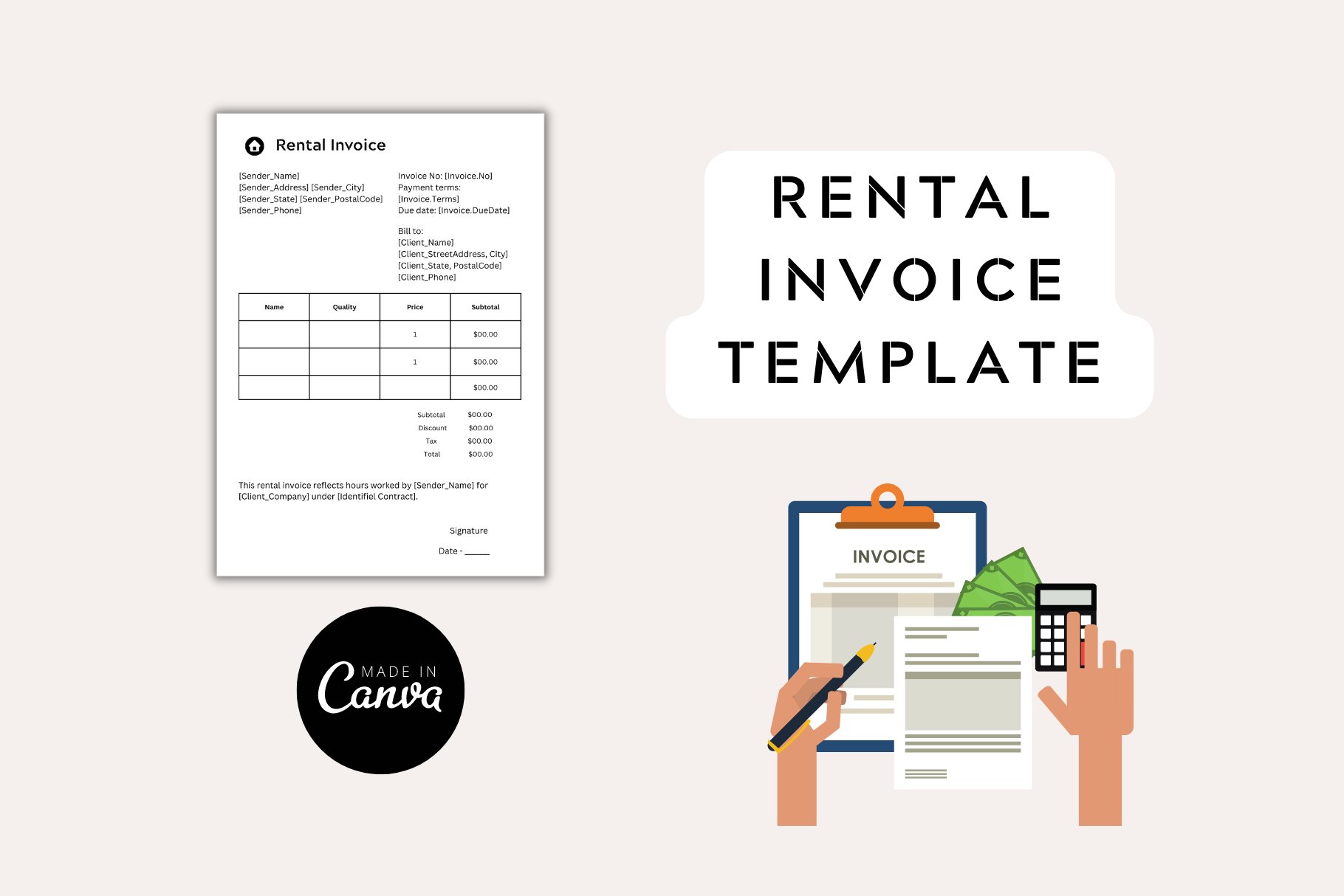 Apartment Rental invoice template cover image.