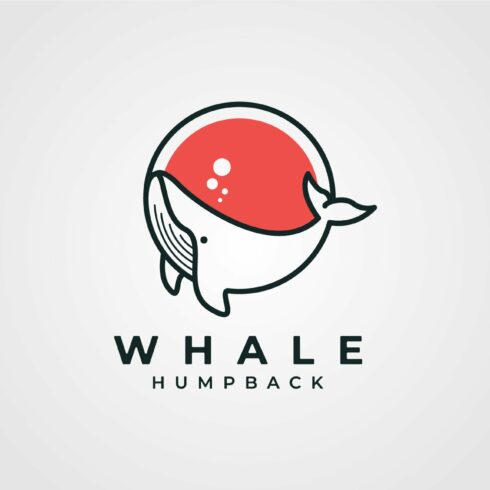 circle whale humpback logo vector cover image.