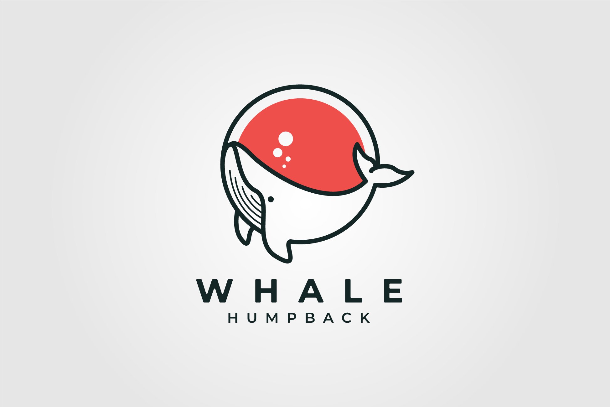 circle whale humpback logo vector cover image.