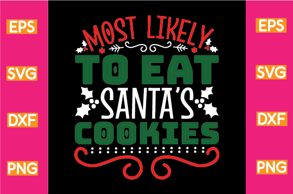 Sign that says most likely to eat santa's cookies.