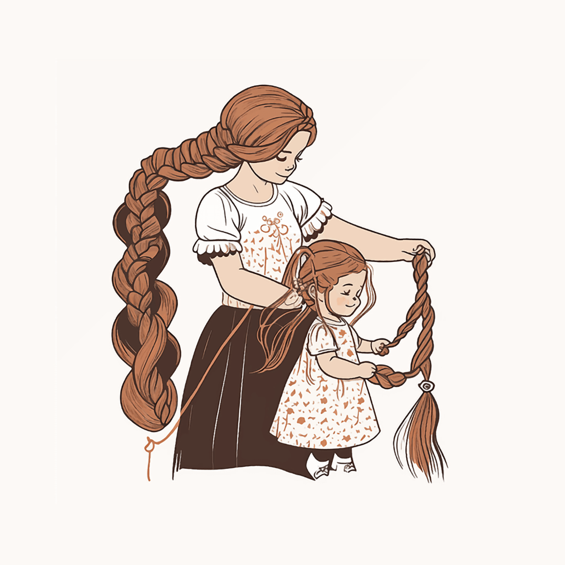 Premium Vector | Mom and daughter playing together illustration line art