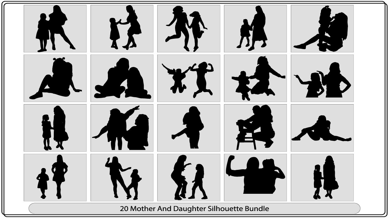 Silhouettes of people sitting and standing in different positions.