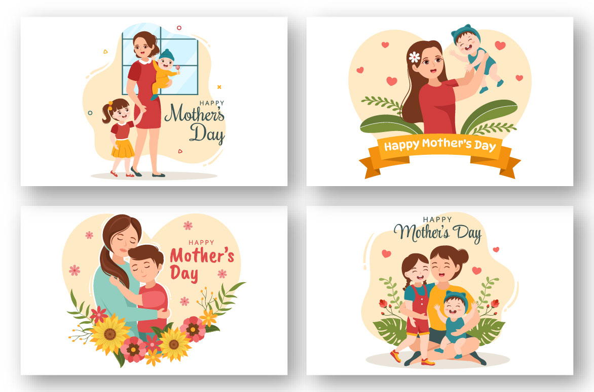 Set of four mother's day cards.