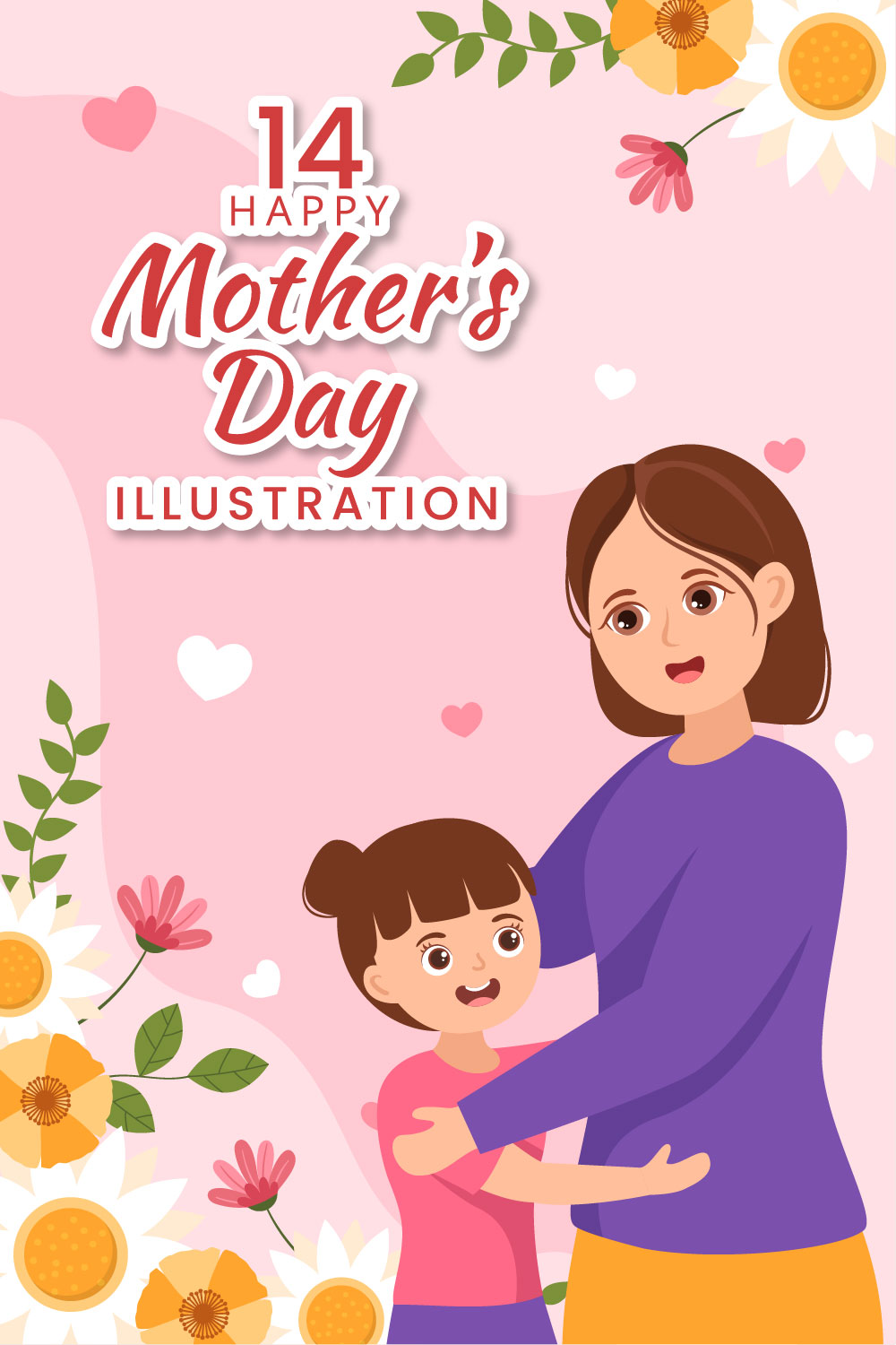 14 Happy Mother Day Illustration pinterest preview image.