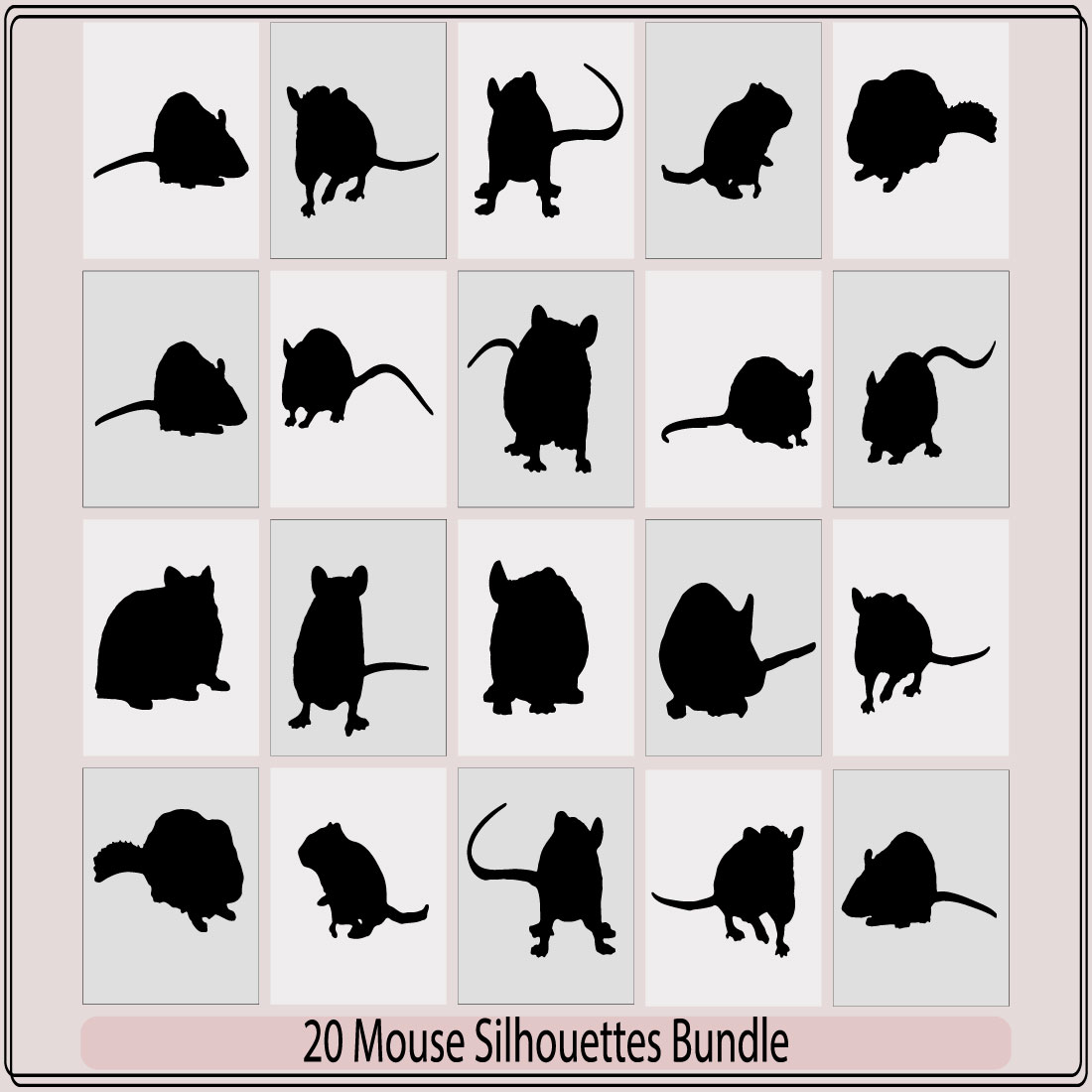Rat and mouse silhouette,silhouette of a realistic rat,vector silhouette of the mouse,Mice Silhouettes,set of silhouettes Mouse Rat preview image.