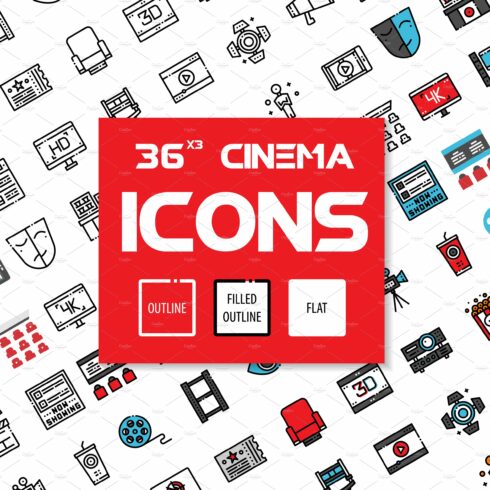 36x3 Cinema icons cover image.