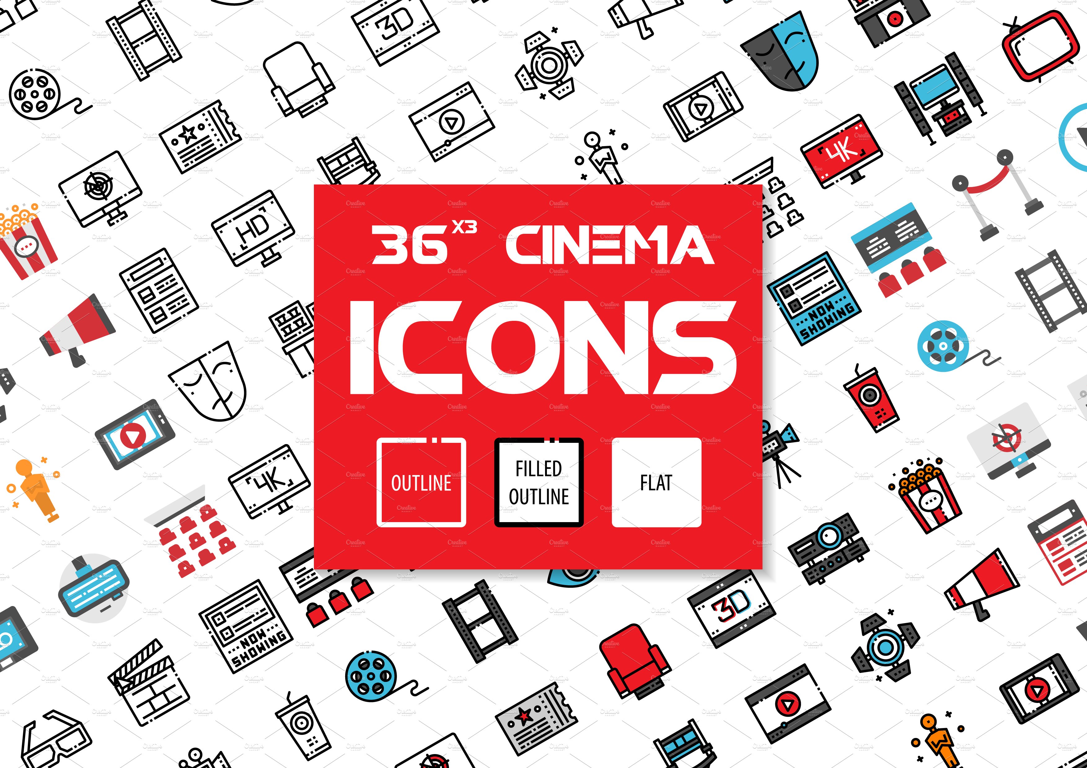 36x3 Cinema icons cover image.