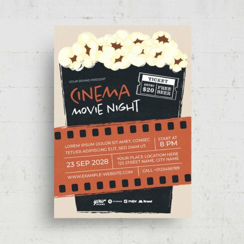 Cinema Night Flyer Template cover image.