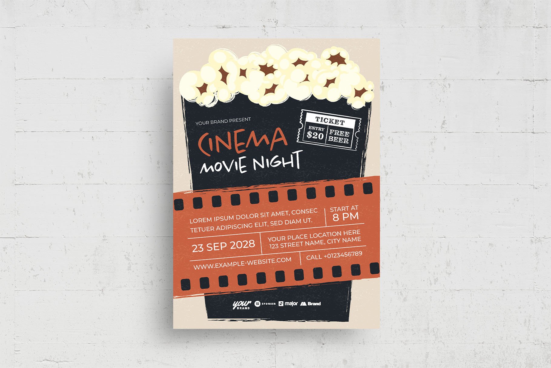 Cinema Night Flyer Template cover image.
