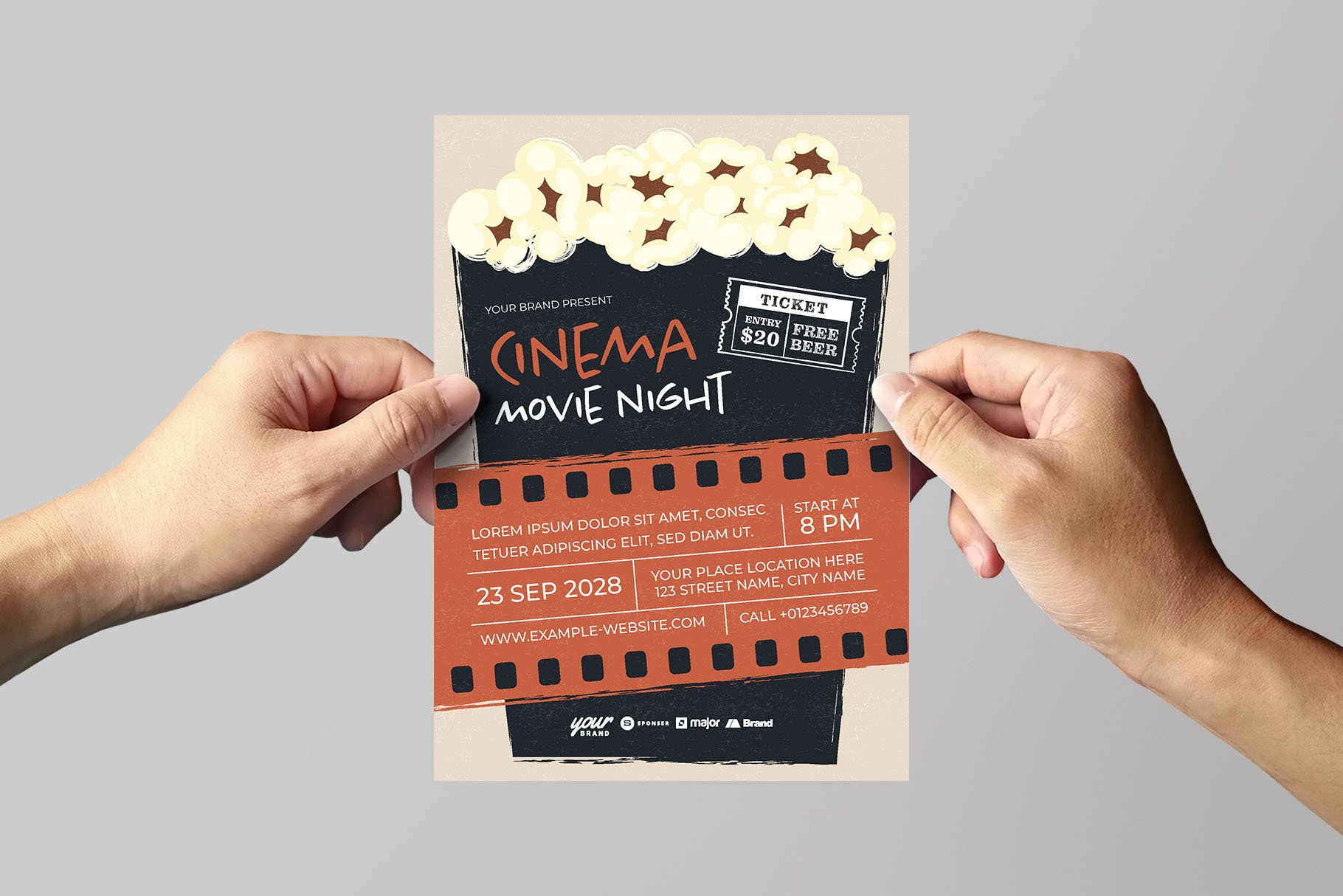 Cinema Night Flyer Template preview image.