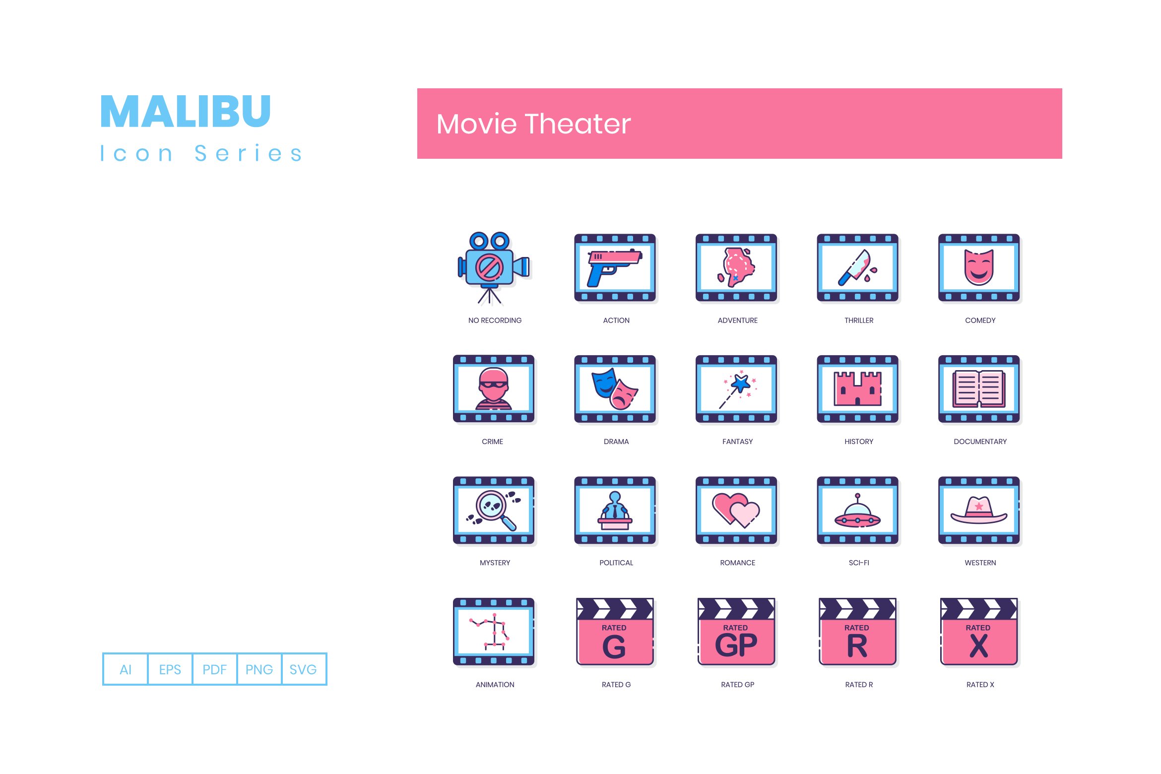60 Movie Theater Icons - Malibu preview image.